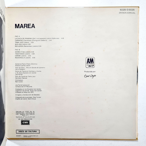 Antonio Carlos Jobim - Marea (1971) Argentina - Vinilo / Lp (Usado)