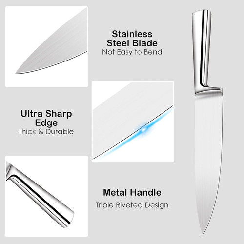 Juego De Cuchillos De Cocina, Con Bloque, Afilador Y Tijeras