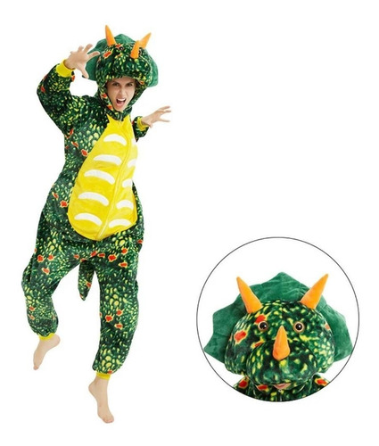 Pijama Enterito Dinosaurio Tricerato Kigurumi Invierno Frio