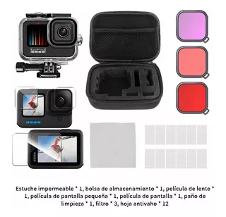 Kit Carcasa Protector Cámara Funda Para Gopro 10/9 Black