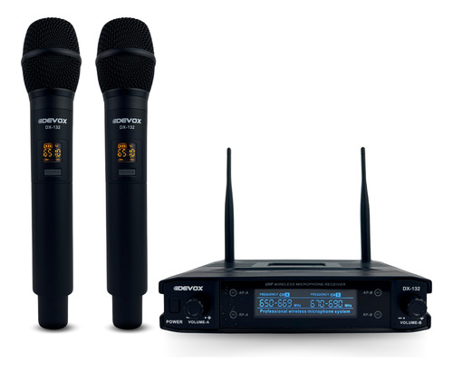 Microfone De Mão Sem Fio Duplo Profissional Uhf Devox Dx132