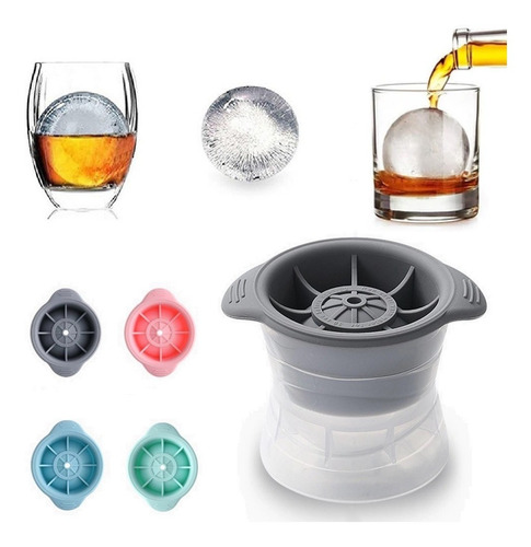 4 Forma Gelo Silicone Esfera Bola Grande Redonda Whisky