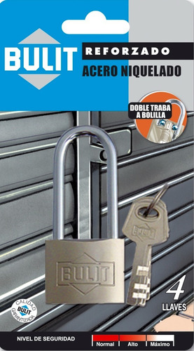 Candado Acero Niquelado N° 50 Aro Largo Bulit