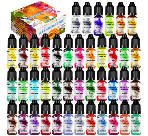 Alcohol Ink Set  42 Bottles Vibrant Colors High Conc...