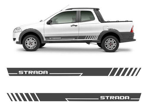 Faixa Fiat Strada 2013/2014 Adesivo Grafite Lateral Tuning