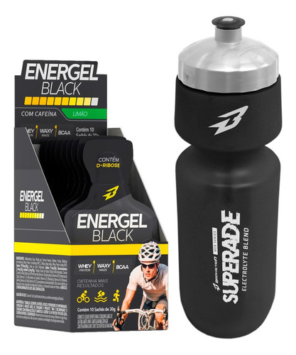 Gel Energel Black Cx 10 Sachês + Squeeze - Bodyaction Sabor Limão
