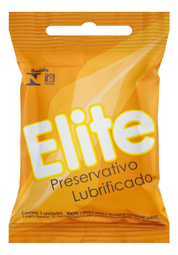 Preservativo Lubrificado Elite Pacote 3 Unidades