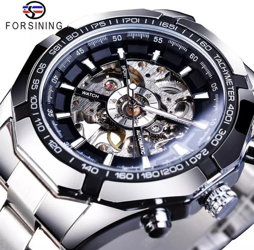 Reloj Winner Gmts101 Silver Black 