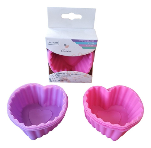 Molde Para Bizcochos / Silicona ( Forma De Corazón ) Multicolor