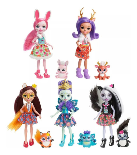 Muñeca Enchantimals Patter Peacock & Flap Mascota Mattel