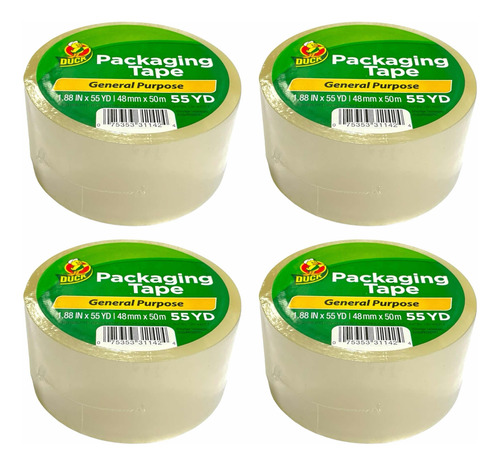 Pack 4x Cinta Transparente Duck Packing Tape Pro 48mm X 50m