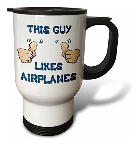 Vaso - 3drose This Guy Likes Helicopters Travel Mug, 14-ounc