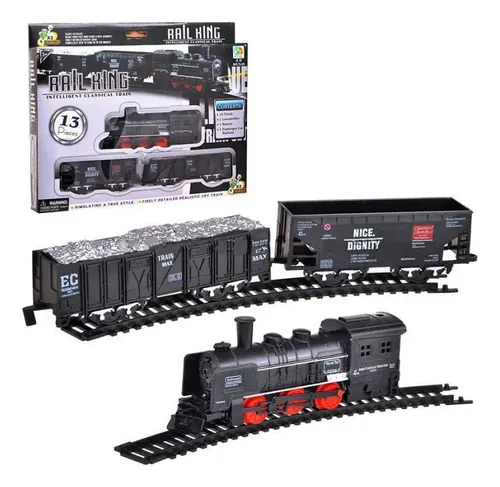 Tren Clásico Vintage Con Luz Y Sonido Vías Circulares 68cm