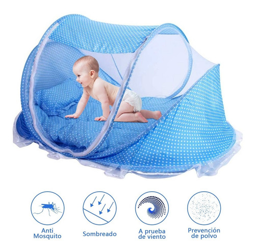 Cuna Plegable Y Portátil Con Tela Mosquitera Para Bebés