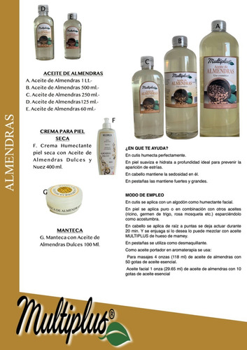 Aceite Multiplus De Almendras Dulces 1 Lt