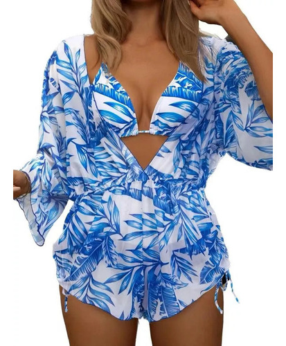 Beach Outlet Conjunto De Kimono Para Mujer, Bikini Floral