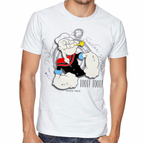 Camiseta Popeye Marinheiro Desenho Manga Curta Tamanho