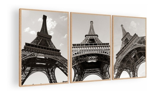 Cuadro Decorativo Mural Triptico Torre Eiffel 126x60 Mdf