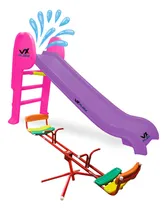 Comprar Sube Y Baja + Tobogan 3 Escalones Plegable Pileta Vxplay Color Lila-rosa