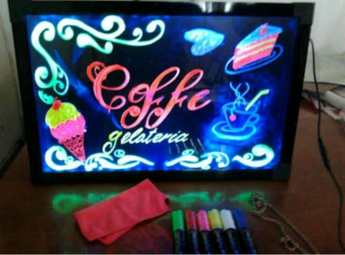 Pizarra Led 30x40 Publicitaria Con Una Caja De 8 Plumones