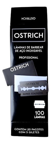 Lâmina De Barbear Profissional Ostrich Caixa Com 100 Unidade