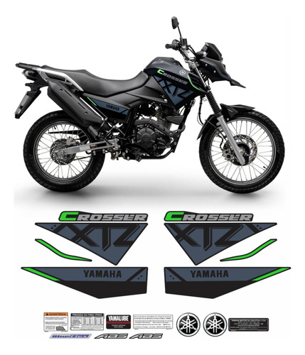 Kit Adesivos Faixa Yamaha Xtz Crosser 150 2022 Cinza Cr22