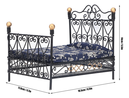 Para Minicasa De Muñecas Con Cama Doble En Miniatura,