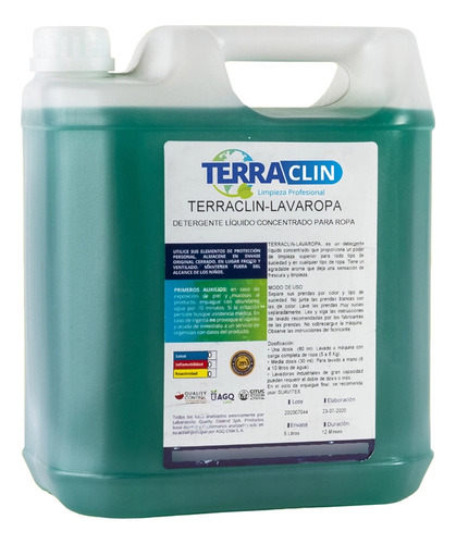 Detergente Liquido Lavaropa Concentrado 5 Lts Terraclin