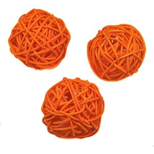 Bolas Ratán Para Decoración: 10 Unidades, 6 Cm Ø, Naranja.