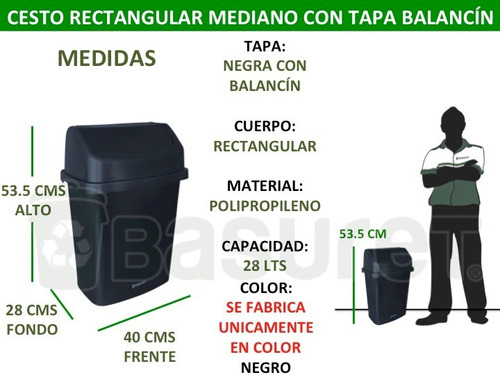 Bote De Basura Mediano Con Tapa Balancín 28 Lt / 7.4 Galones | Mercado