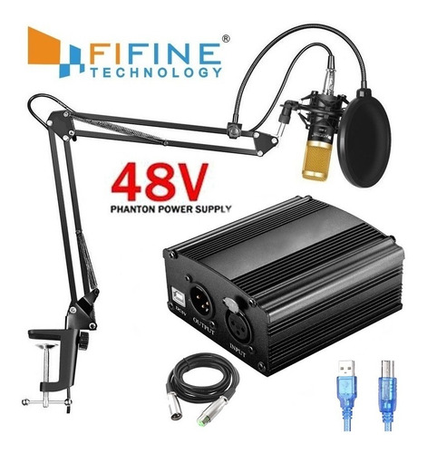 Imagen 4 de 10 de Microfono Condenser Kit Fifine Brazo Phantom 48 Filtro Araña