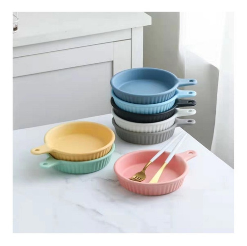 Plato Facetado C/mgo Ceramic 22x17x5cm Dif. Colores X4 Unid.