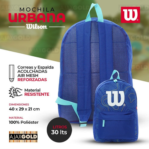 Imagen 5 de 10 de Mochila Wilson Porta Notebook Urbana Deportes Gym Reforzada