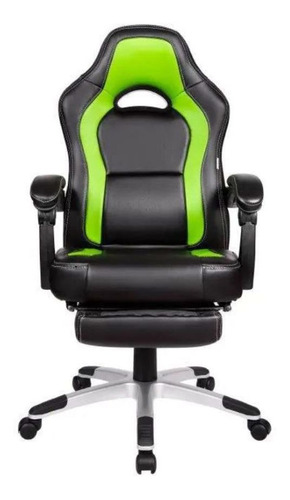 Cadeira Gamer Pelegrin Pel-3006 Couro Pu Preto E Verde