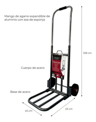Carrito De Carga, Diablo, Plegable Gris Oscuro
