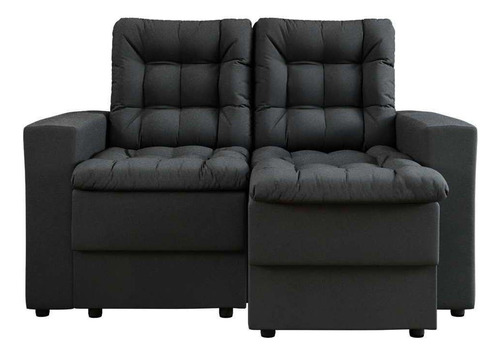 Sofá 2 Lugares Retrátil Lubeck Plush Suede Grafite 140 Cm