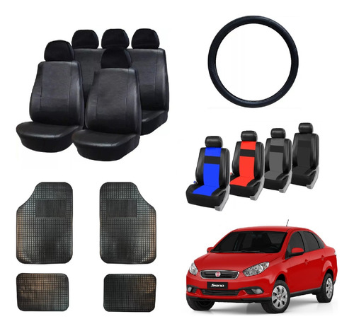 Funda Cubre Asiento Fiat Grand Siena + Alfombra 4p + Volante