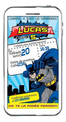 Invitación Digital Super Héroes De Dc Tarjeta Digital