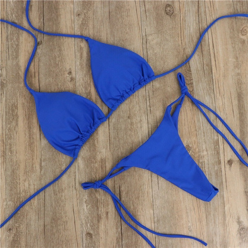 Sexy Solid Mirco Bikini Sets Mujer Tie Lado Tanga