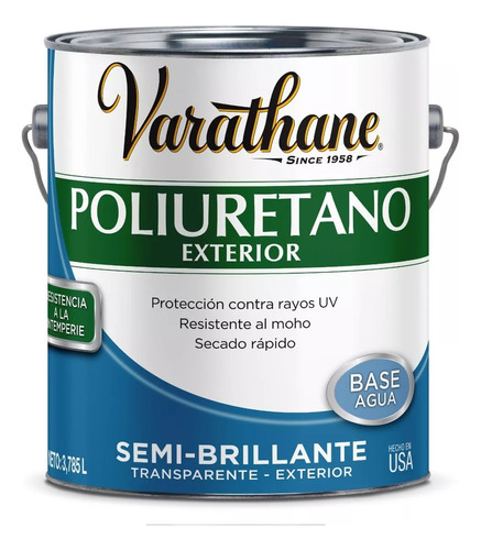 Varathane Laca Al Agua Poliuretanica Exterior X 3.78 Lts 