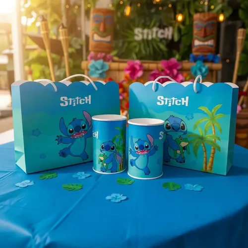 Stitch 10 Sacolinha E 10 Cofrinhos Kit Festa Infantil Aniver