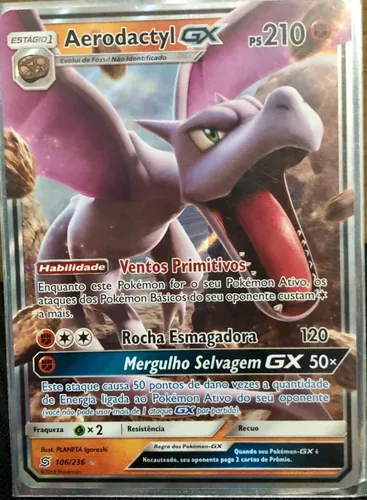 Carta Pokemon Aerodactyl Gx (português) Com Cartas Brindes