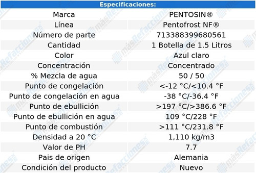Anticongelante Azul Claro Gl320 V6 3.0l 07-09 1.5 Lts