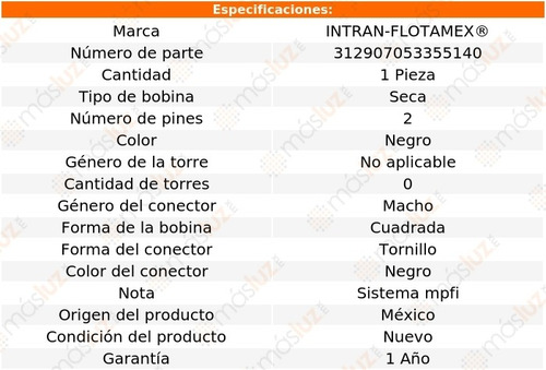 Bobina Seca Geo Prizm L4 1.6l 96/97 Intran-flotamex