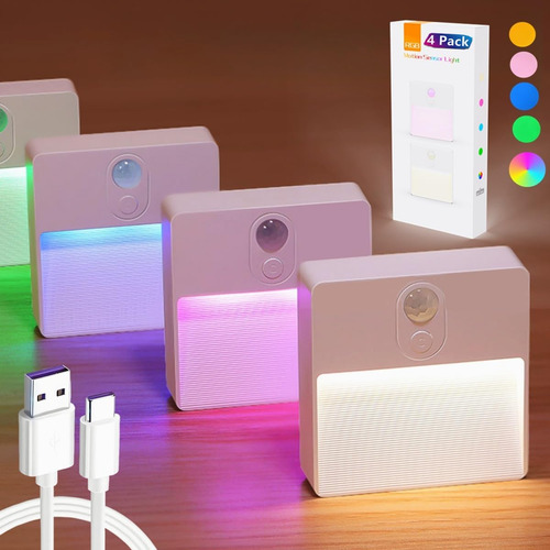 Luz Nocturna Rgbw Regulable Con Sensor De Movimiento Para Ni