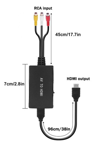 1 Gift Rca To Hdmi Converter Composto Para Hdmi