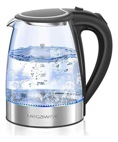 Hervidor Eléctrico Megawise, Vidrio De Borosilicato De 1,8 L