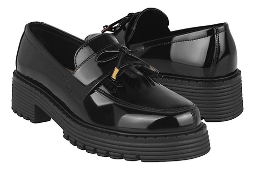 Zapatos Mocasines Dama Stylo 6361 Charol Negro