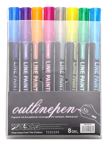 Y Shiny Double-line Outline Pen Color Marker Student Wi 927a