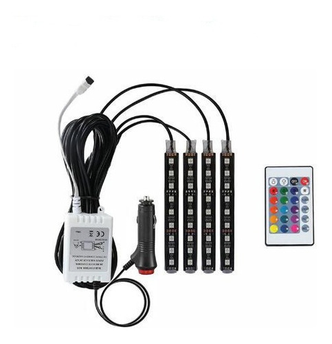 Kit Luces Led Rgb Auto Tuning Cenicero Control 16 Colores 